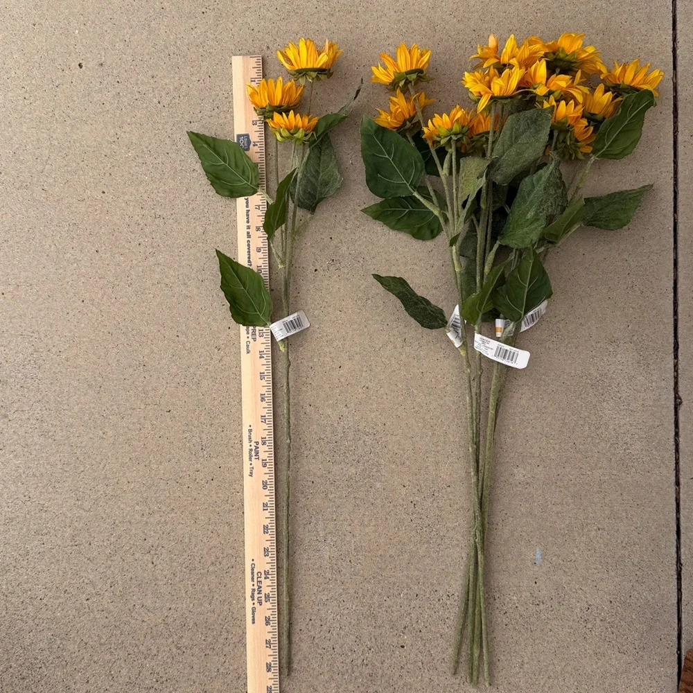 Ashland Faux Sunflowers W/ Beaded Accents 5 Stem Bundle NWT